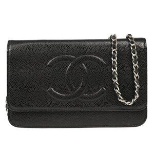 Chanel Black Calfskin Timeless WOC Shoulder Wallet Bag 194369
